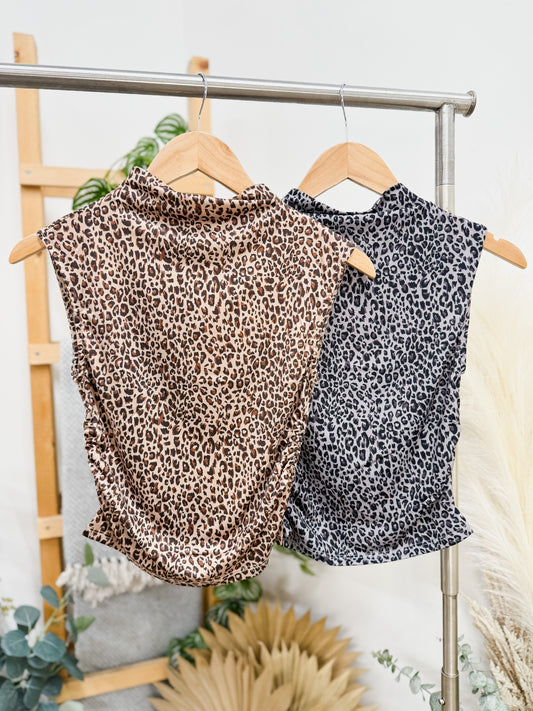 Naomi Leopard Mock Neck Top