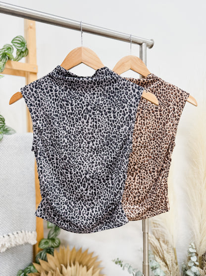 Naomi Leopard Mock Neck Top