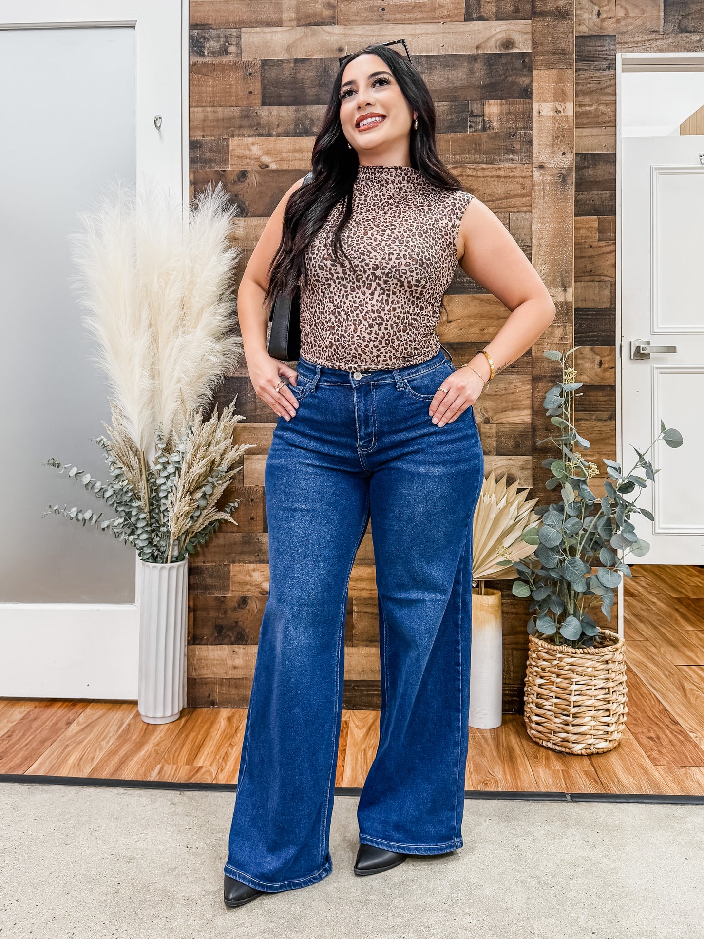 Naomi Leopard Mock Neck Top