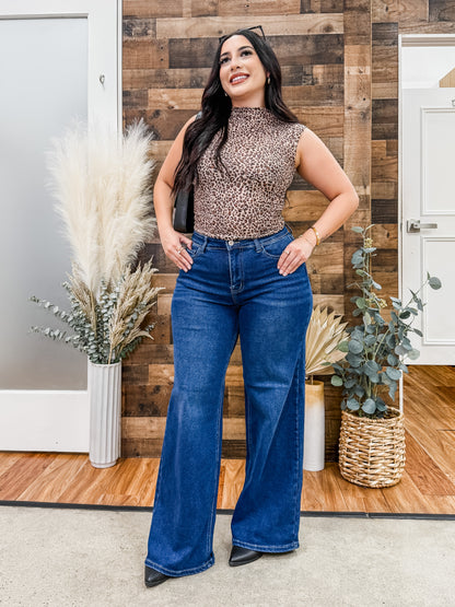 Naomi Leopard Mock Neck Top