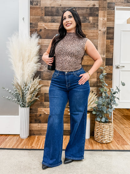 Naomi Leopard Mock Neck Top