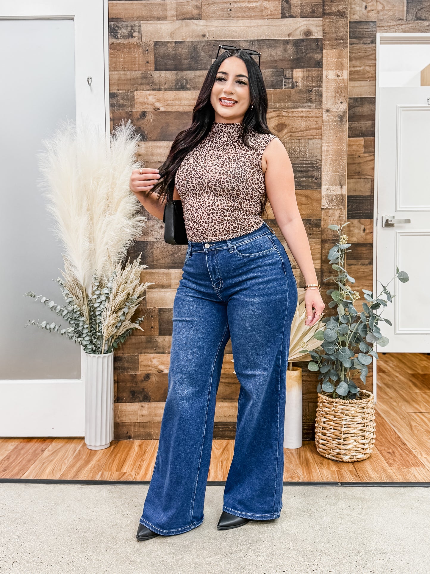 Naomi Leopard Mock Neck Top