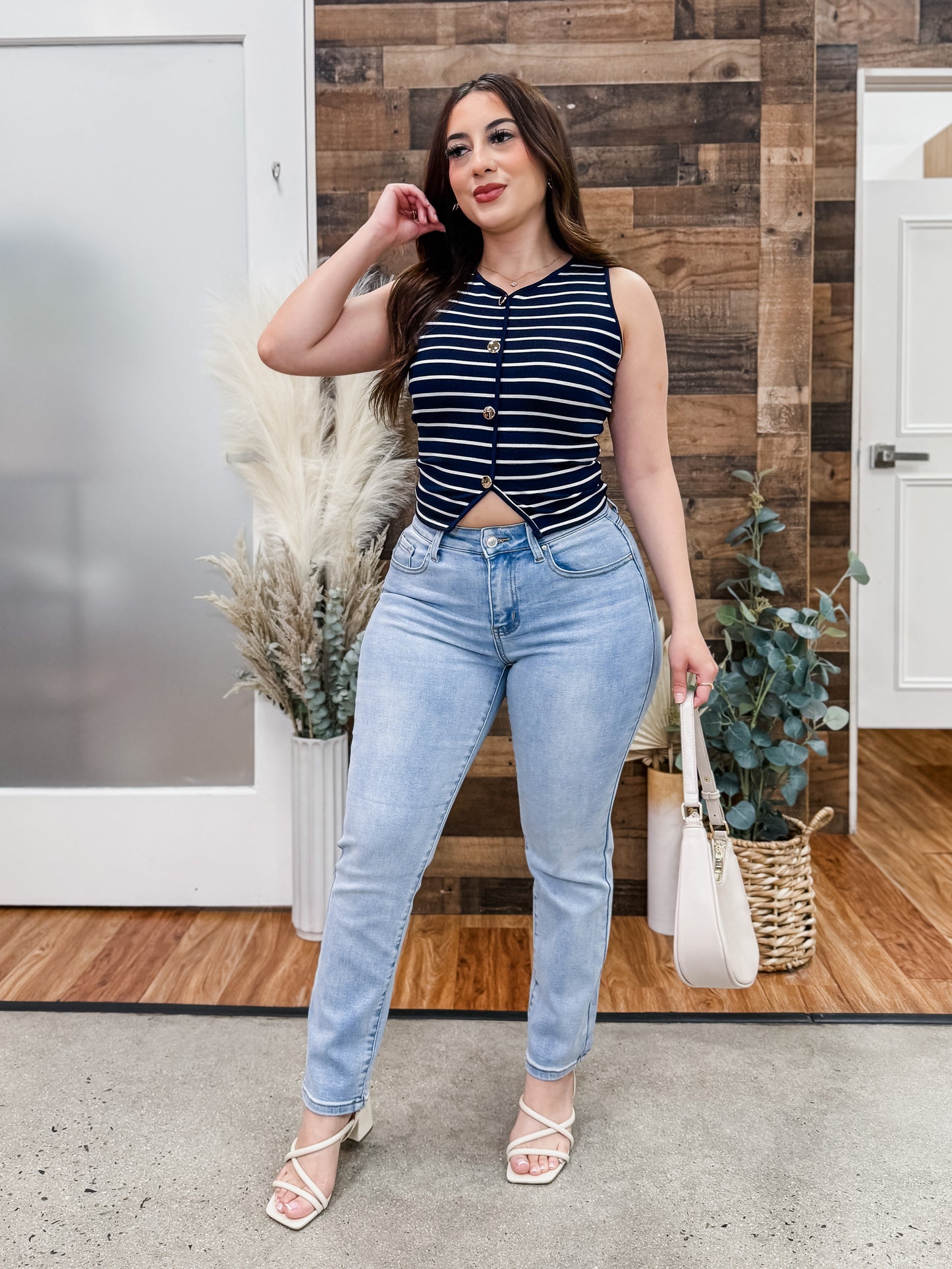RESTOCK! Harper Striped Button Front Top