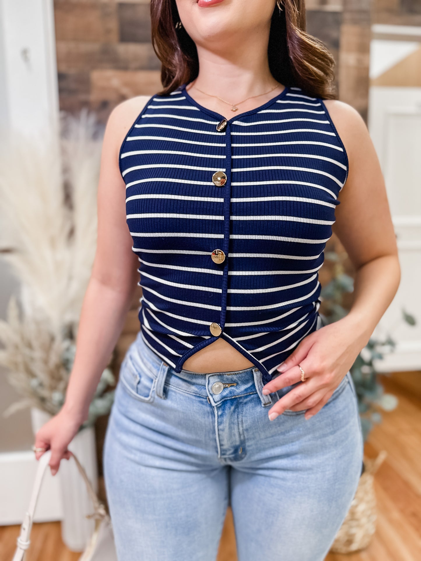 RESTOCK! Harper Striped Button Front Top