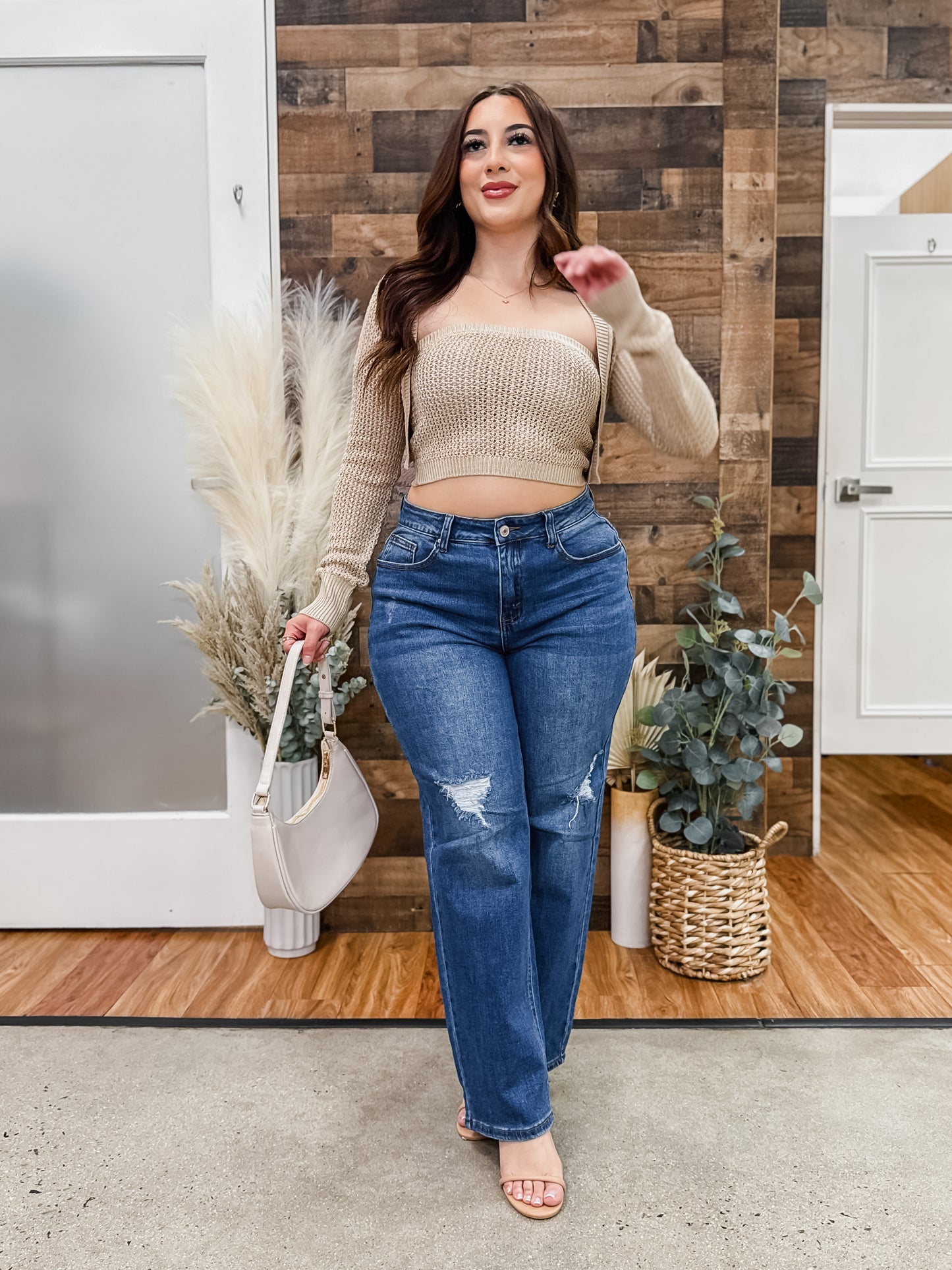 Ria Knit Tube Top Cardigan Set