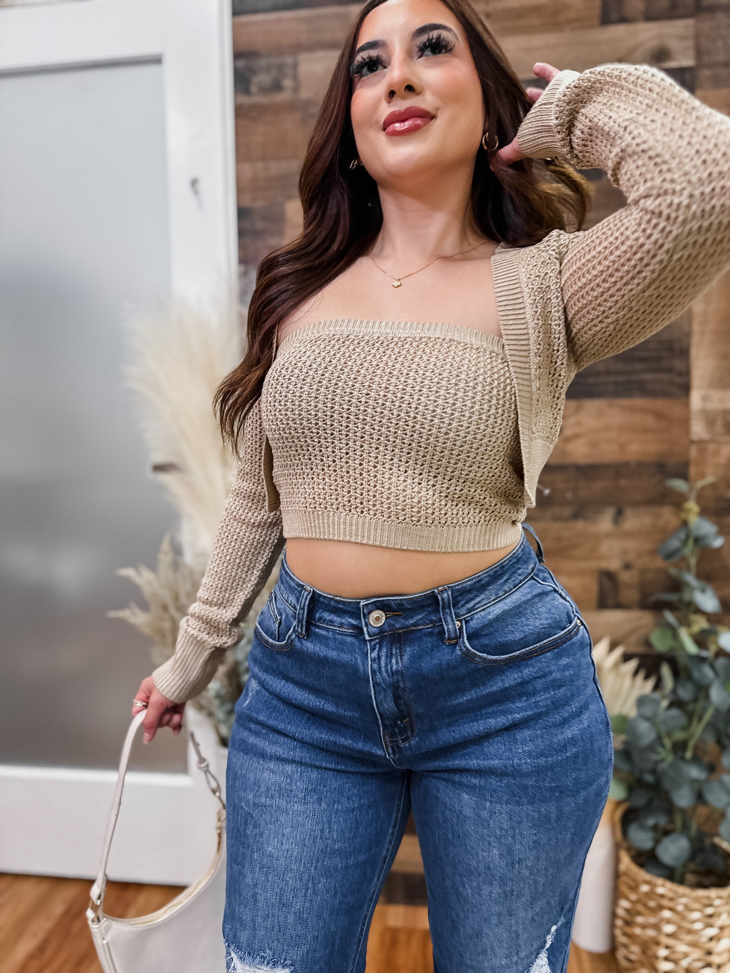 Ria Knit Tube Top Cardigan Set