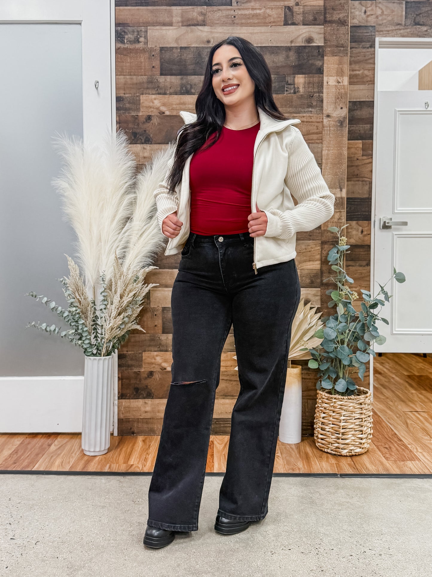 Denise Knit Sleeves Collar Jacket