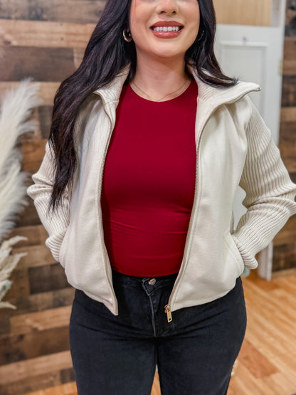 Denise Knit Sleeves Collar Jacket