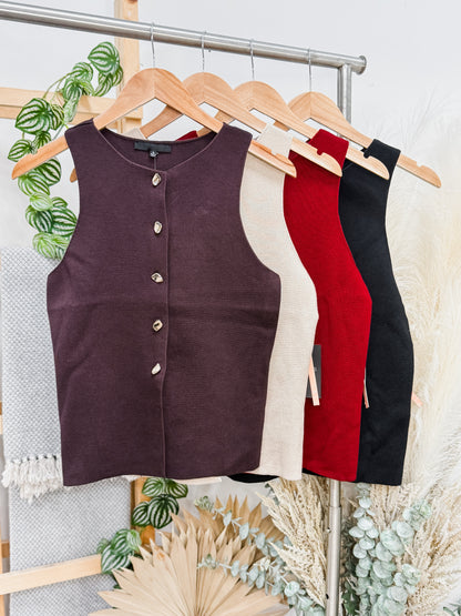 Mariah Knit Gold Button Top