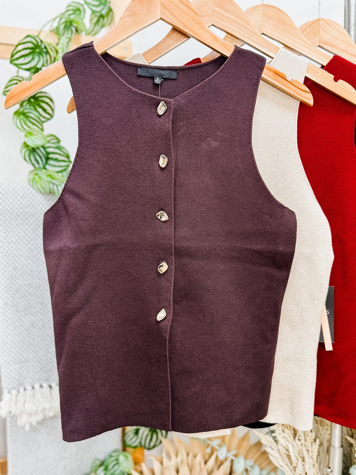 Mariah Knit Gold Button Top