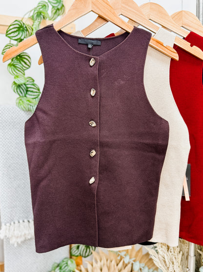 Mariah Knit Gold Button Top