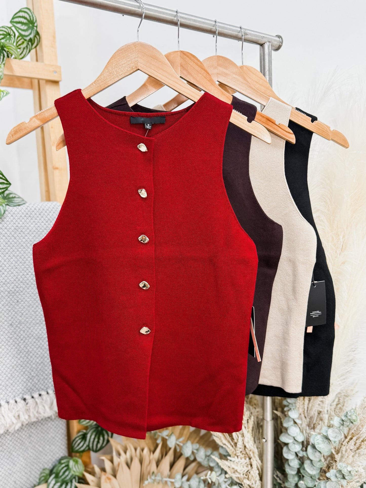 Mariah Knit Gold Button Top