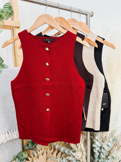 Mariah Knit Gold Button Top