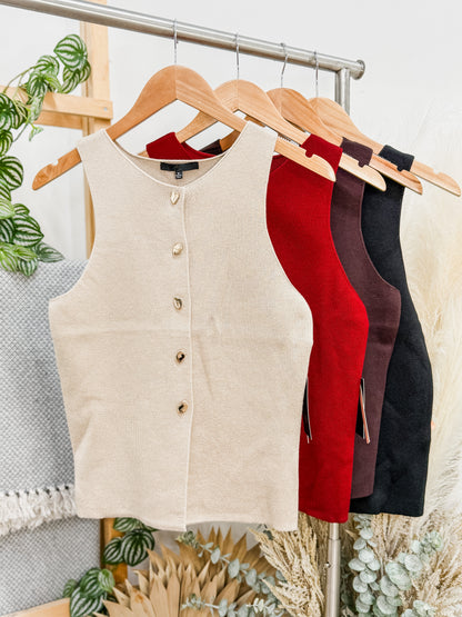 Mariah Knit Gold Button Top