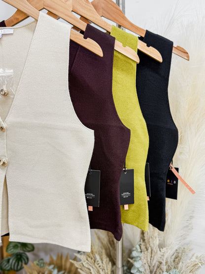 Charlotte Gold Button Vest Top