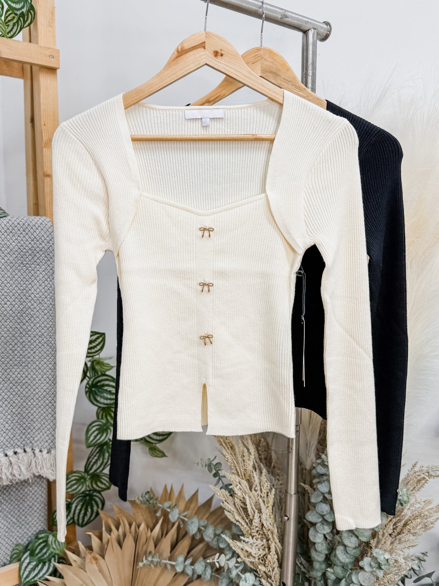 Lucinda Gold Bows Sweater Knit Top