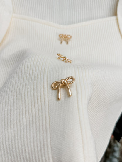 Lucinda Gold Bows Sweater Knit Top