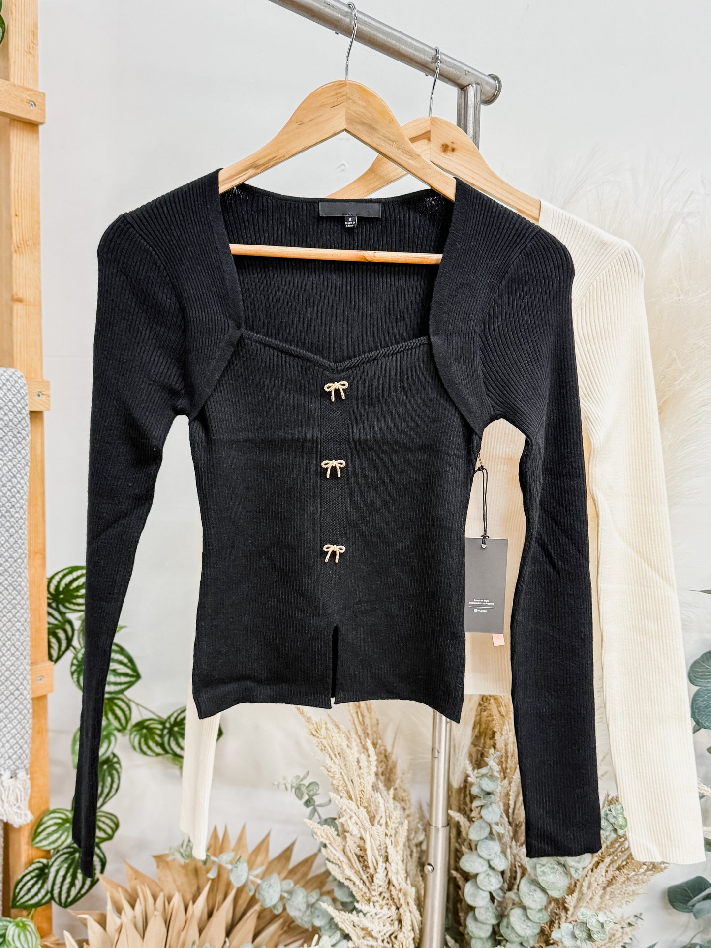 Lucinda Gold Bows Sweater Knit Top