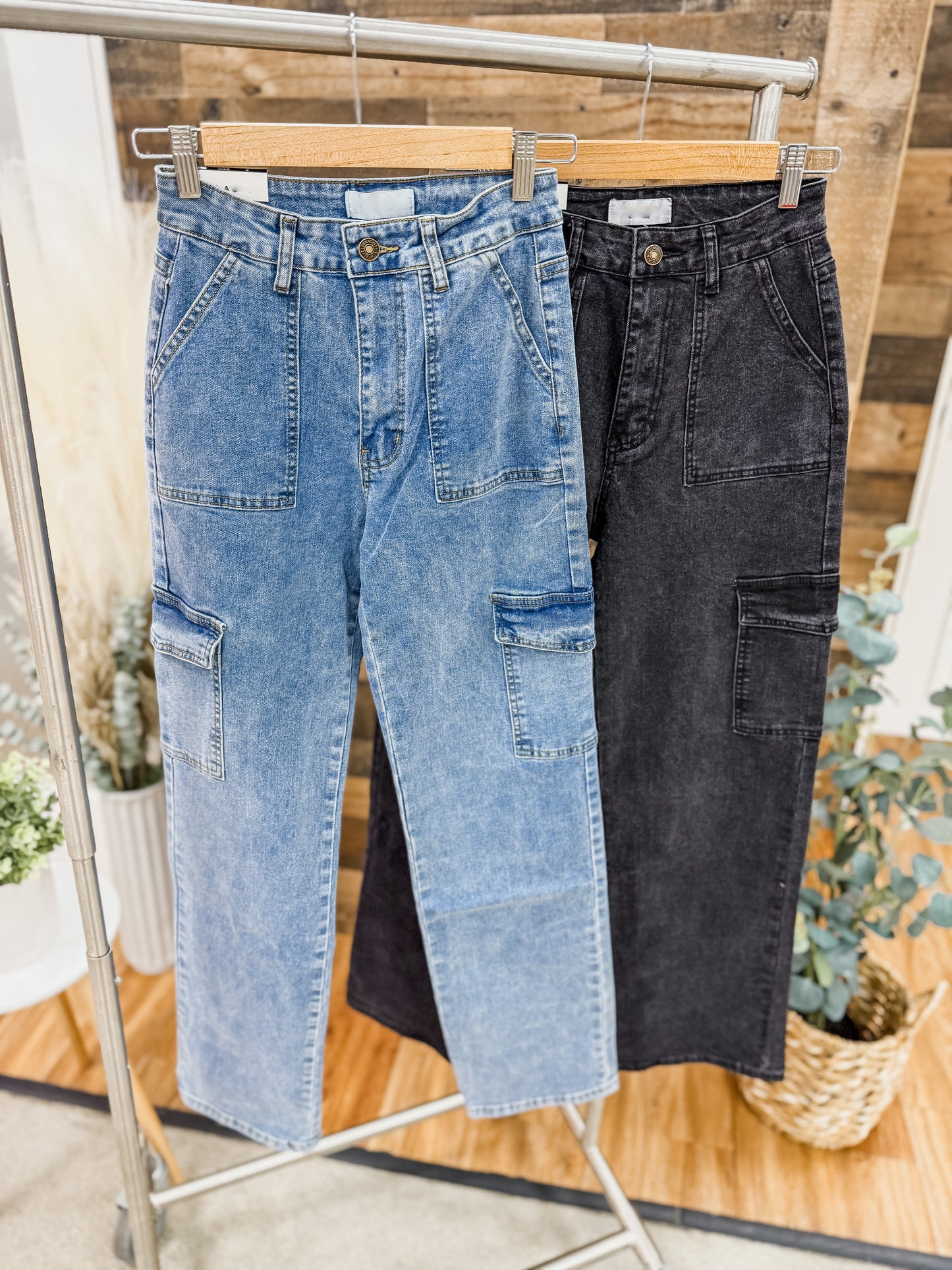 Alondra High Rise Straight Leg Cargo Jeans