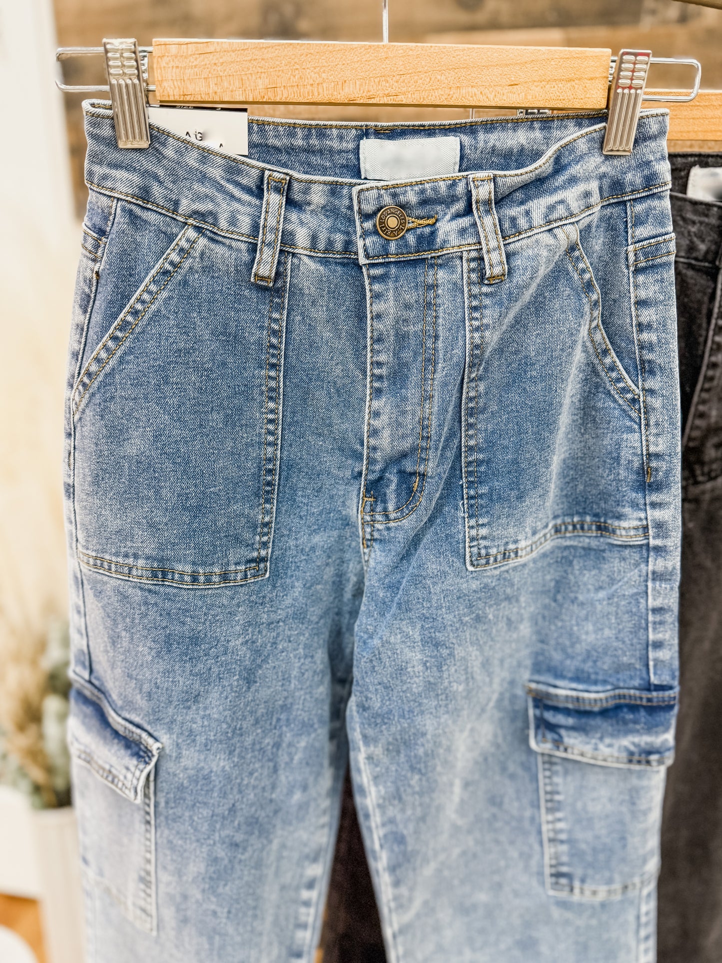 Alondra High Rise Straight Leg Cargo Jeans