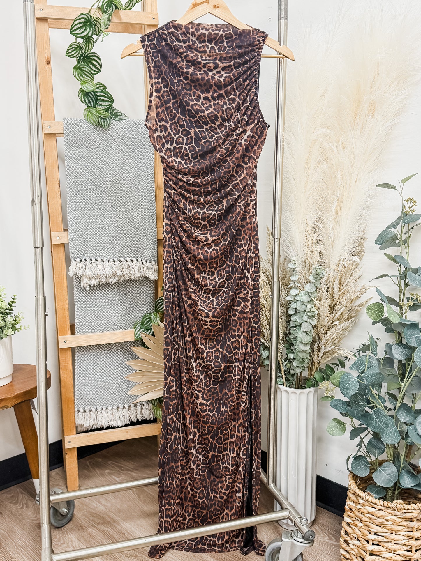 Milan Mesh Ruched Maxi Dress