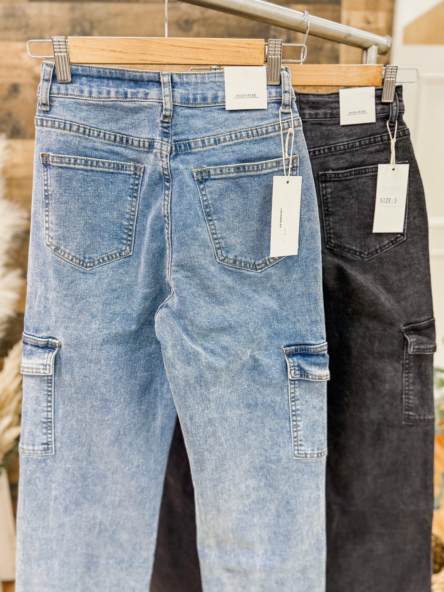 Alondra High Rise Straight Leg Cargo Jeans