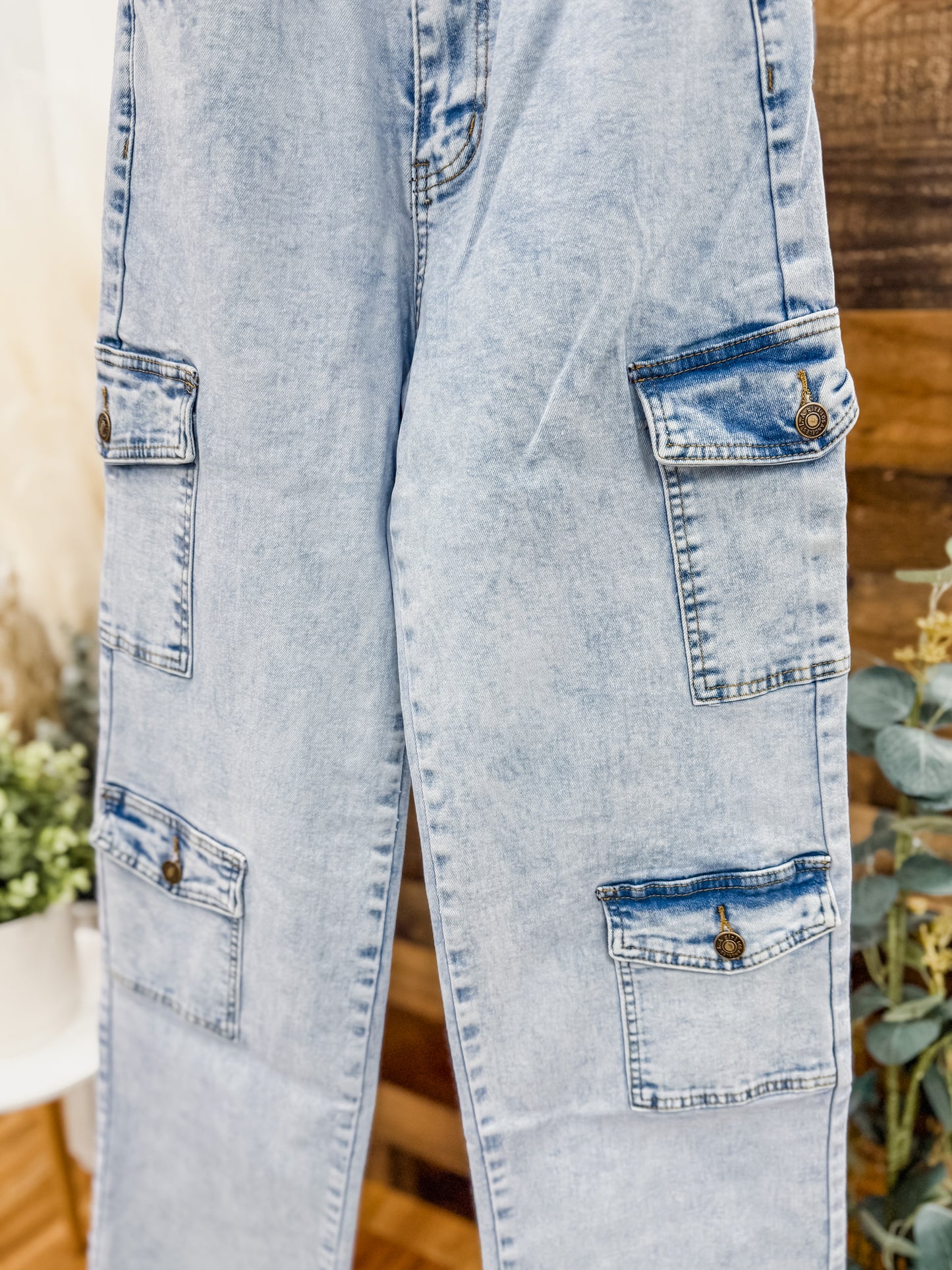 Hazel High Rise Cargo Baggy Jeans