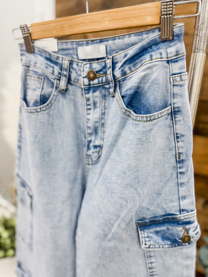 Hazel High Rise Cargo Baggy Jeans