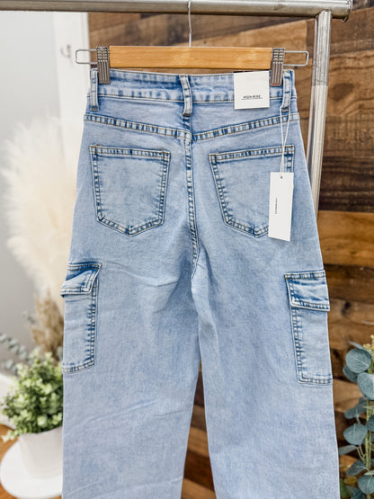 Hazel High Rise Cargo Baggy Jeans