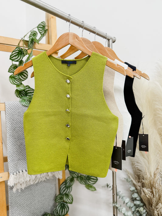 Ava Button Knit Vest Top