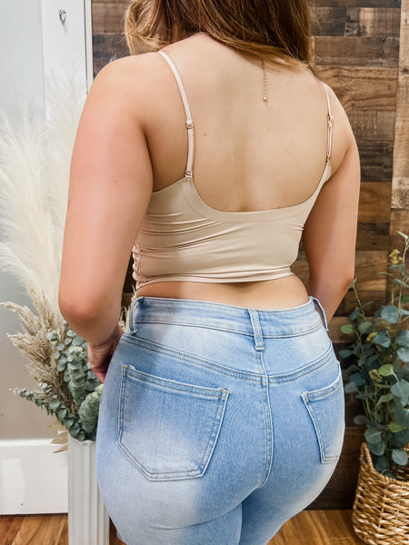 Citlali Textured Square Neck Crop Top