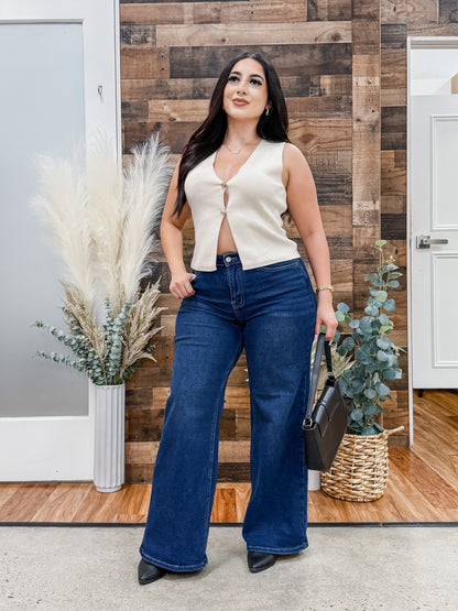 Charlotte Gold Button Vest Top