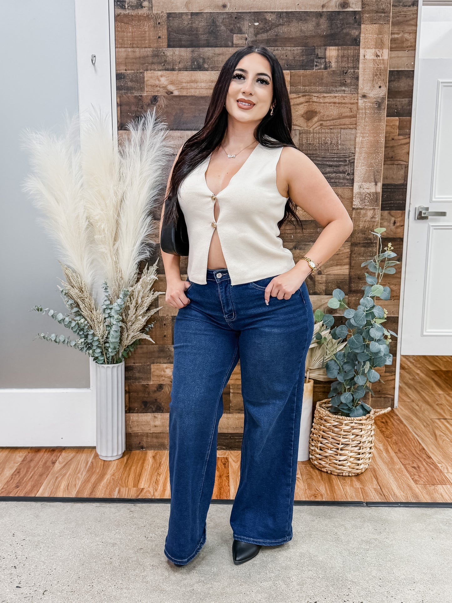 Charlotte Gold Button Vest Top