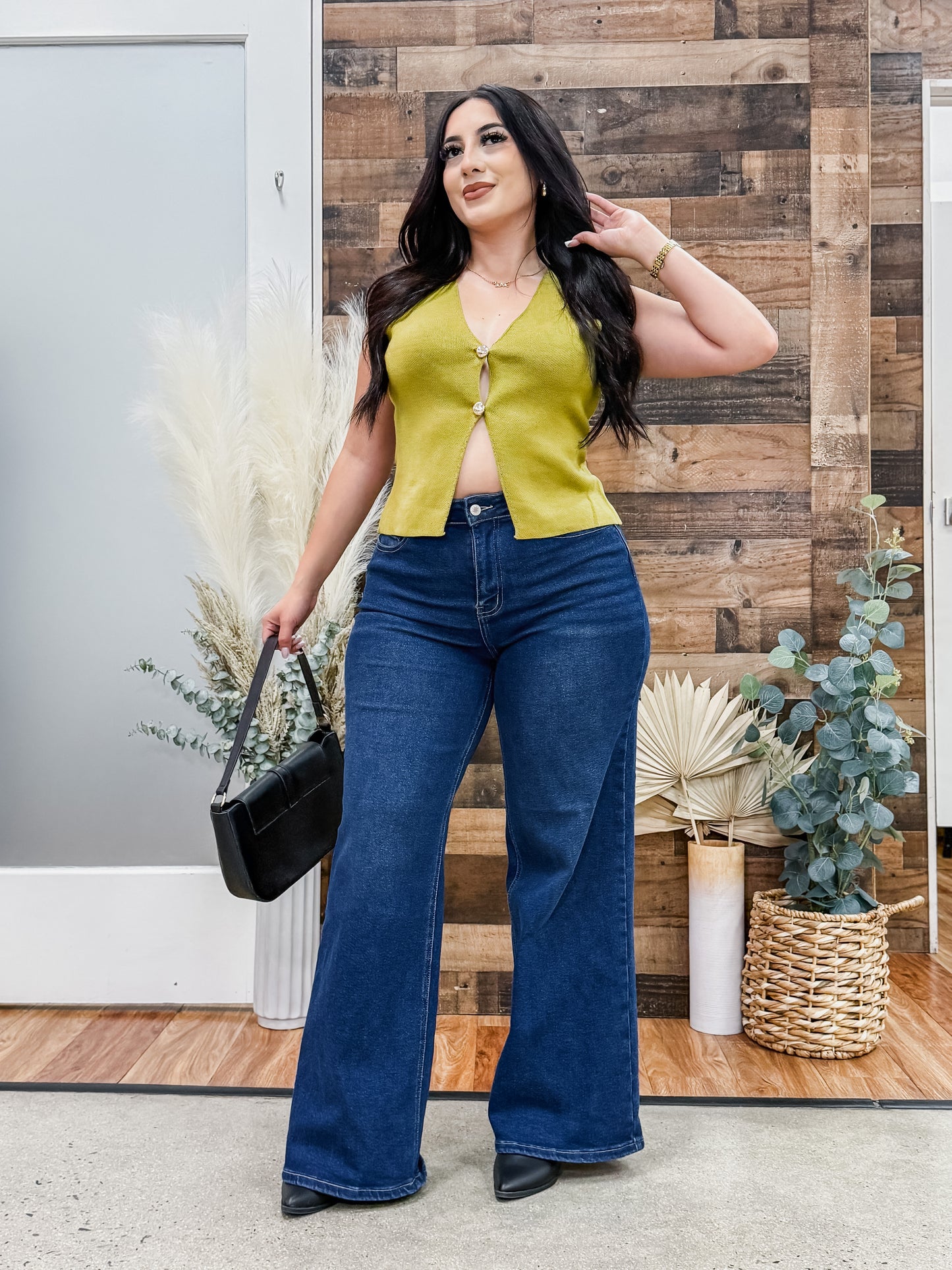 Charlotte Gold Button Vest Top