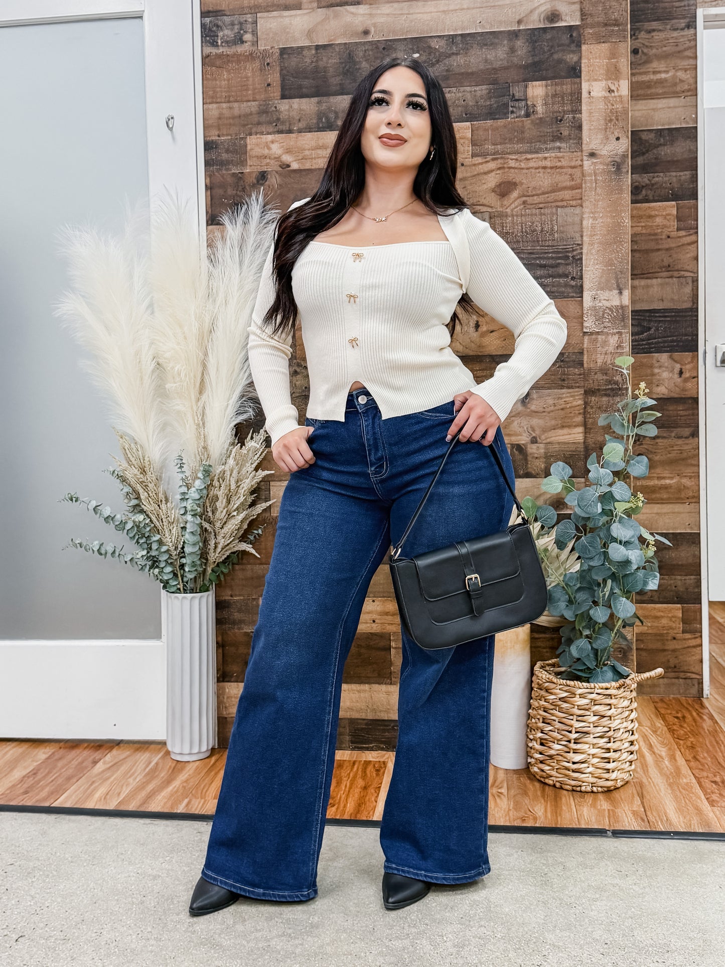 Lucinda Gold Bows Sweater Knit Top