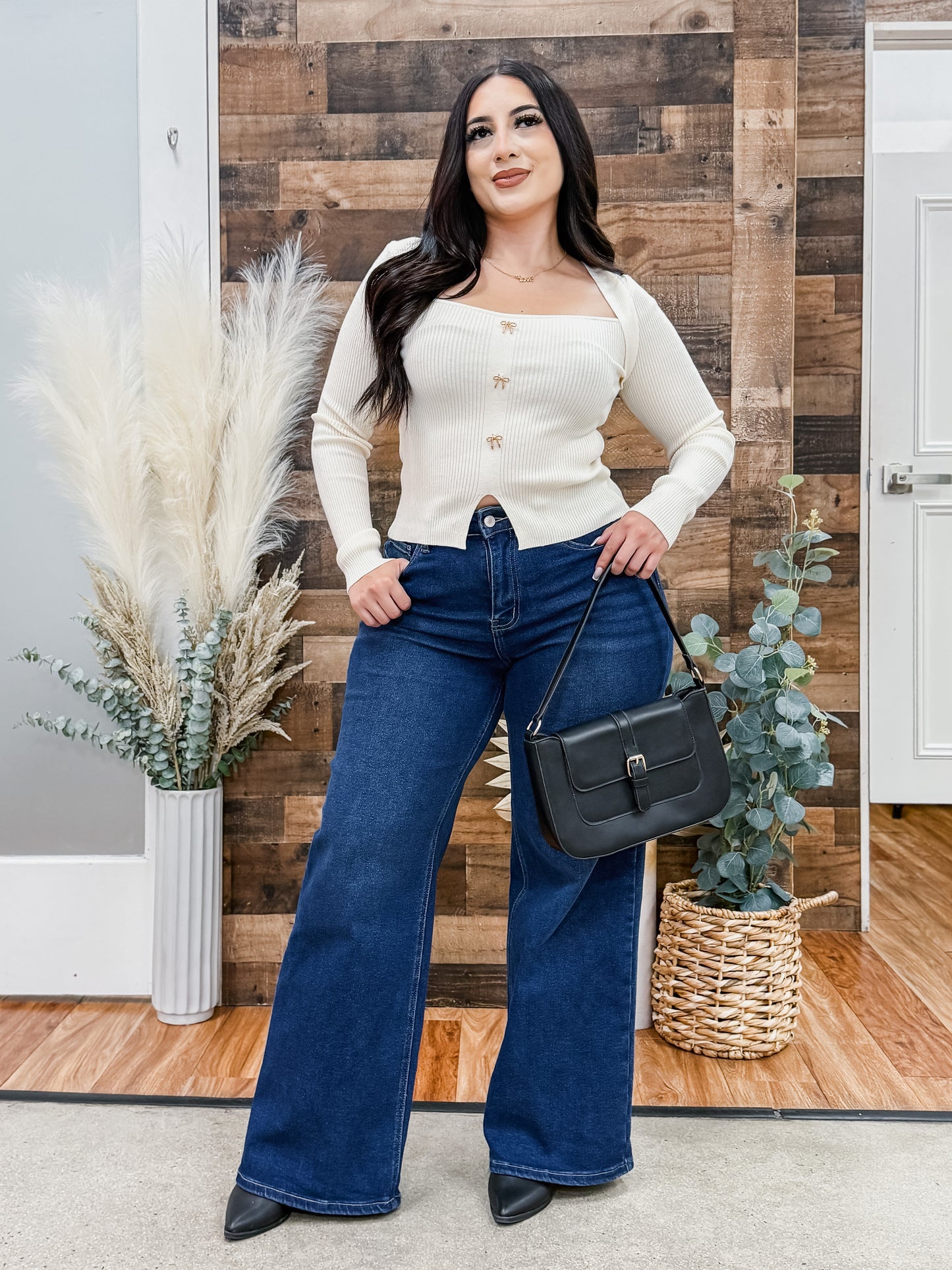 Lucinda Gold Bows Sweater Knit Top