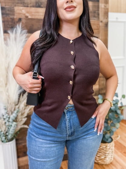 Mariah Knit Gold Button Top