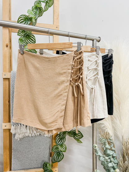 Madelyn Wrap Tie Linen Skirt