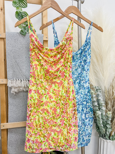 Poppy Floral Mesh Slip Dress