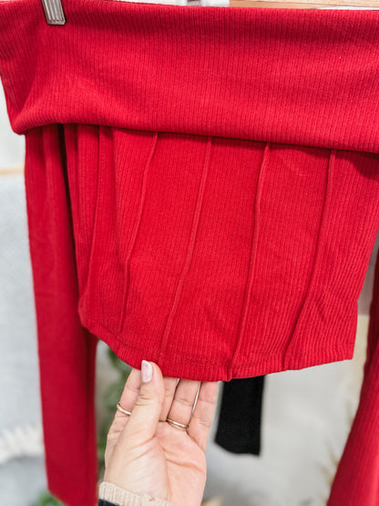 Frances Off Shoulder Ribbed Top
