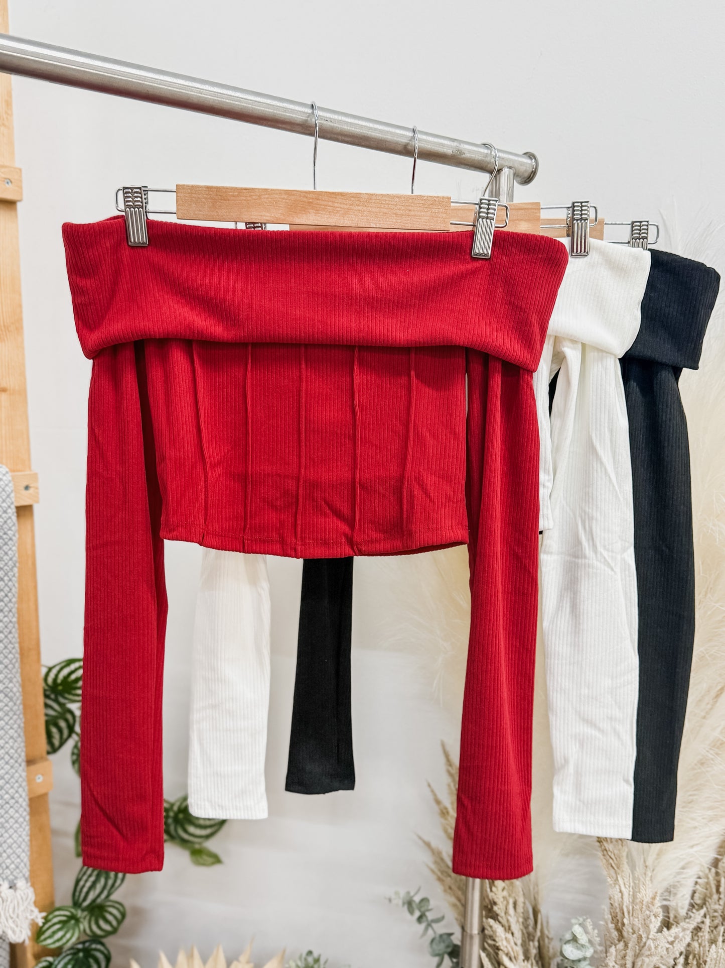 Frances Off Shoulder Ribbed Top