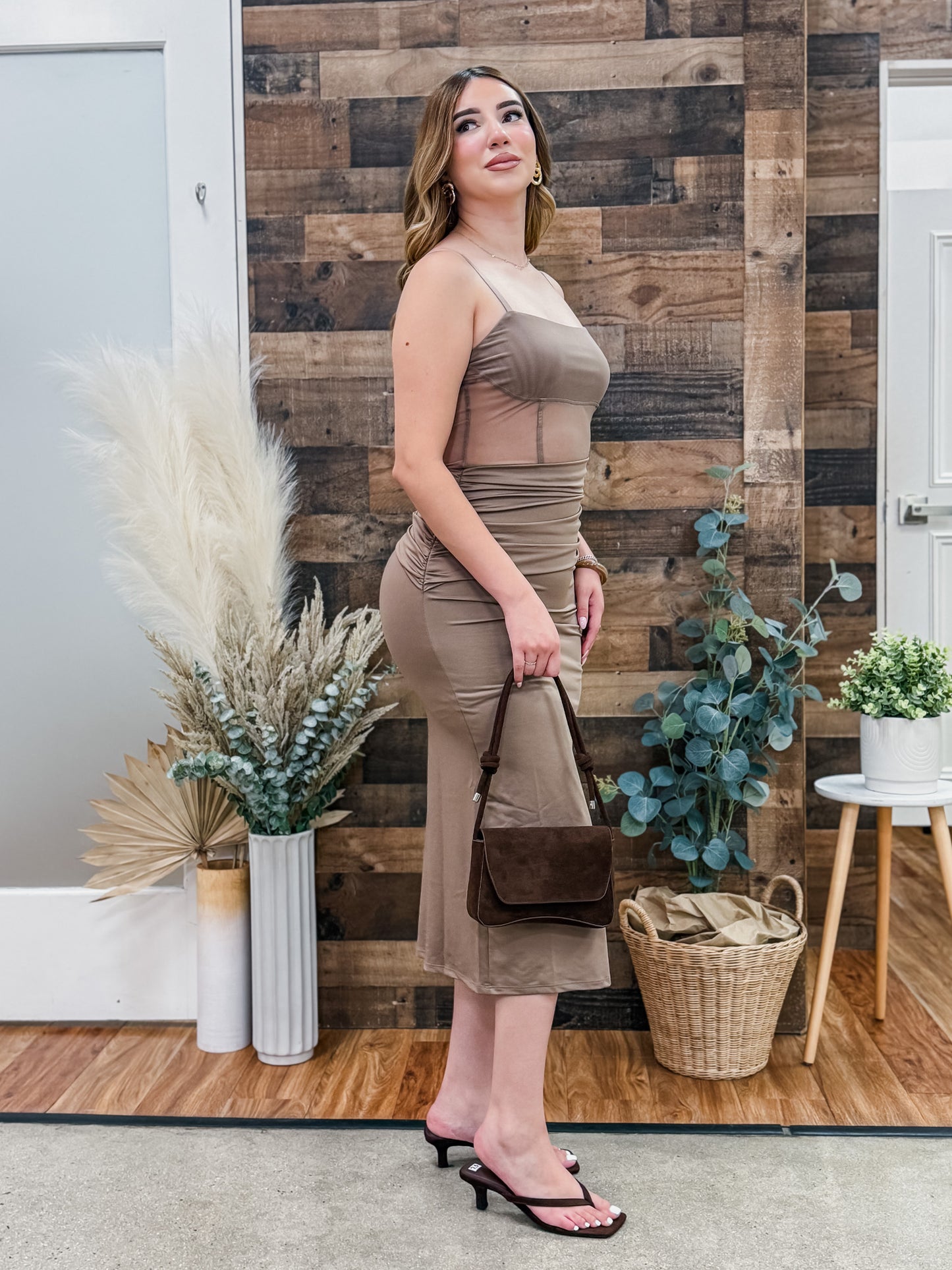 Alana Mesh Drape Dress