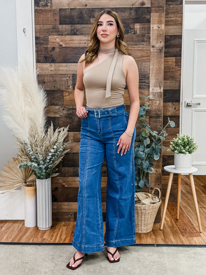 Bella Belted Flared Jeans