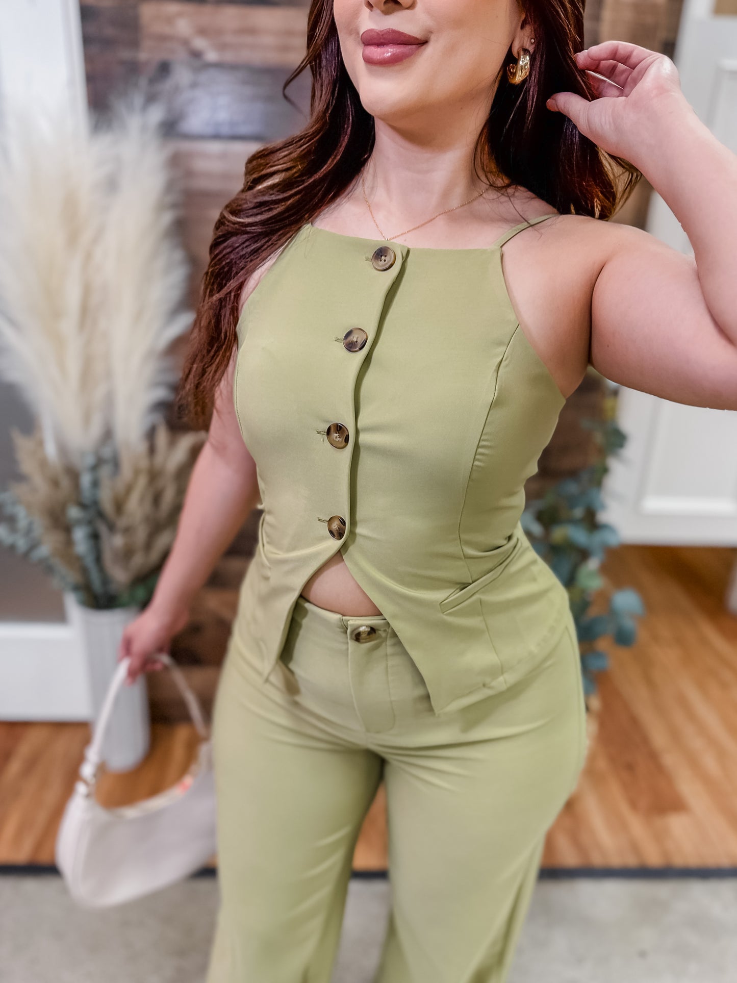 Naomi Sleeveless Button Front Top