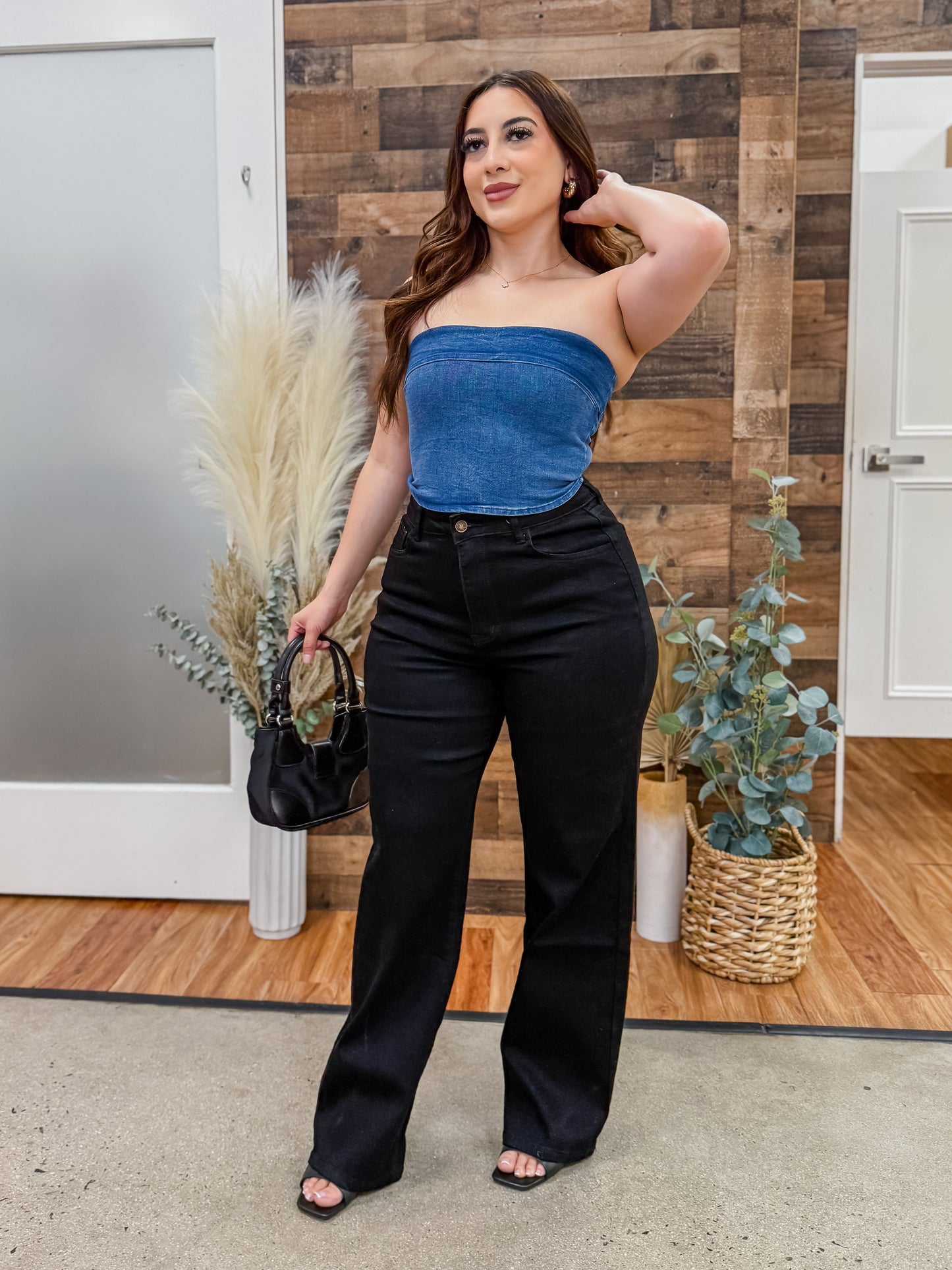 Aurora Denim Strapless Top
