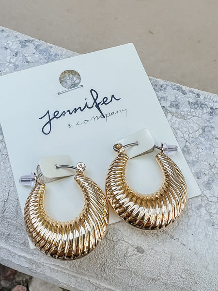 Jen Croissant Style 1" Gold Hoops