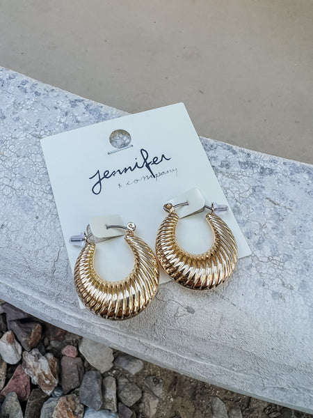 Jen Croissant Style 1" Gold Hoops