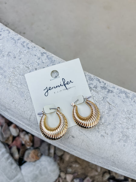 Jen Croissant Style 1" Gold Hoops