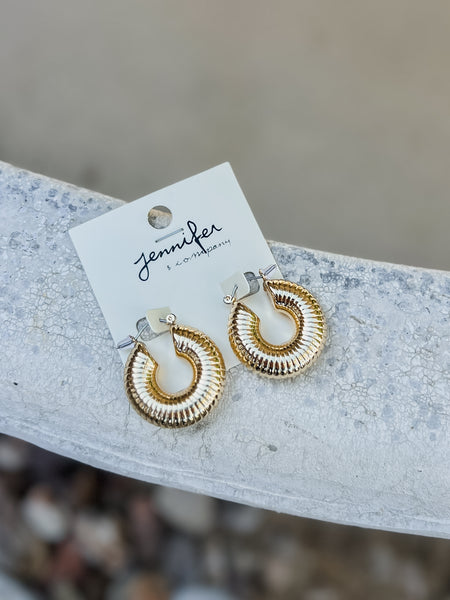 Nicolette 1.25" Textured Gold Hoops