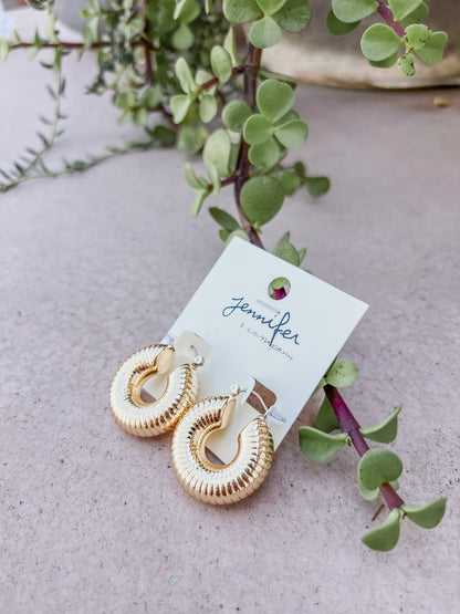 Nicolette 1.25" Textured Gold Hoops